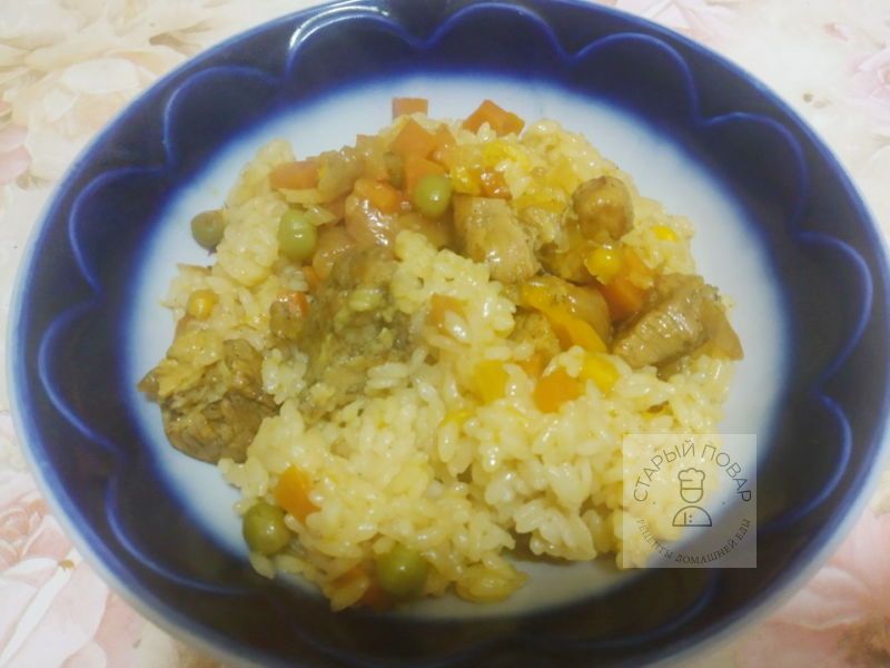 Рис с мясом и овощами "Мозаика"