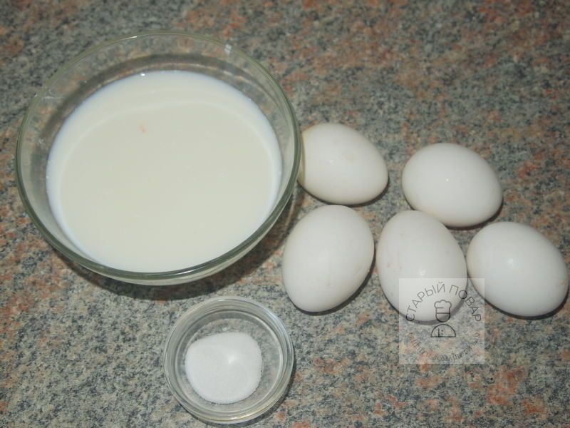 Для омлета нам понадобятся следующие продукты